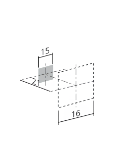Bouton incurvé carré or satiné 15x16 hauteur 21 2