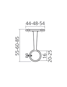 Support sous tablette chromé diam 25 2