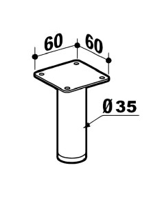 Pied acier blanc diam 35 hauteur 200 2