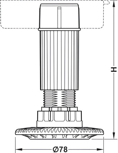 Pied PVC réglable hauteur 170 à 198