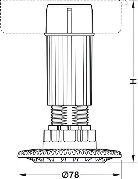 Pied PVC réglable hauteur 190 à 220