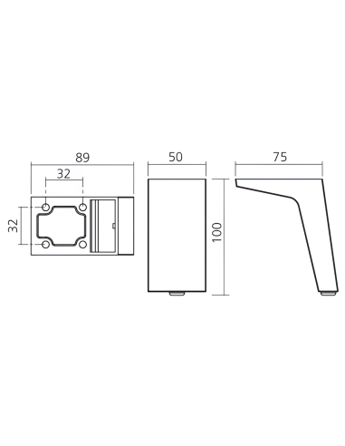 Pied incliné gris hauteur 100